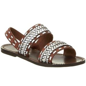 MAJE metallic brown woven slingback sandals